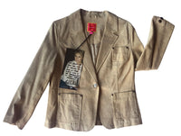 Beige Suede Jacket worn by Melinda Schneider
