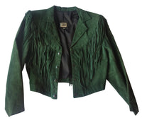 Green Suede Fringed Jacket worn by Melinda Schneider