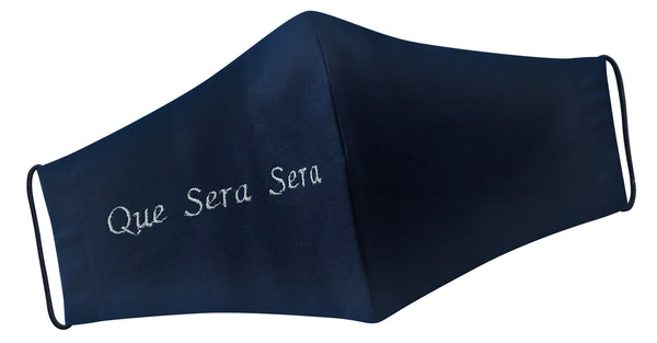 Navy Blue Que Sera Sera Mask (embroidered)