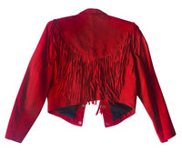 Red Suede Fringed Jacket worn by Mary Schneider & Melinda Schneider