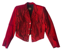 Red Suede Fringed Jacket worn by Mary Schneider & Melinda Schneider